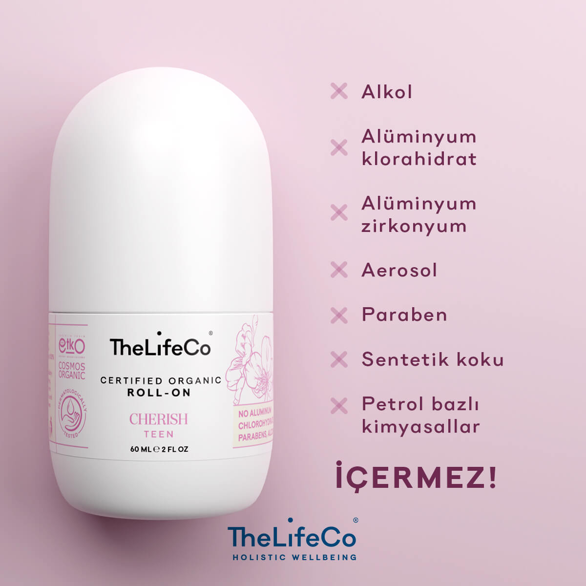TheLifeco Organik Roll-on Deodorant Cherish(Teenage) 60 ml. - Görsel 6