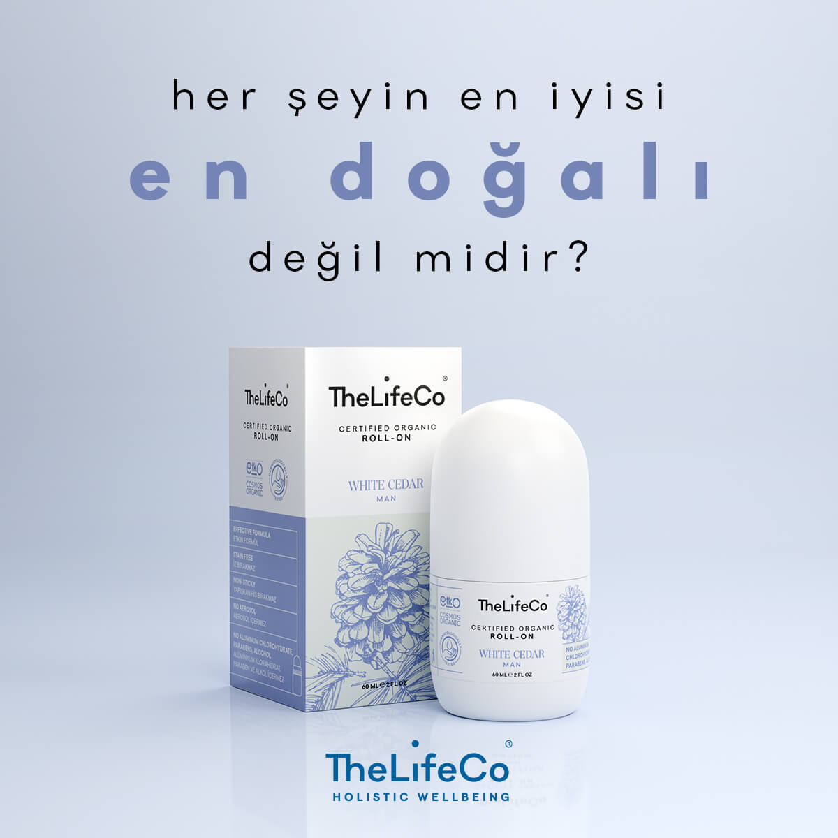 TheLifeCo Organik Roll-on Deodorant White Cedar (Men) 60 ml. - Görsel 2
