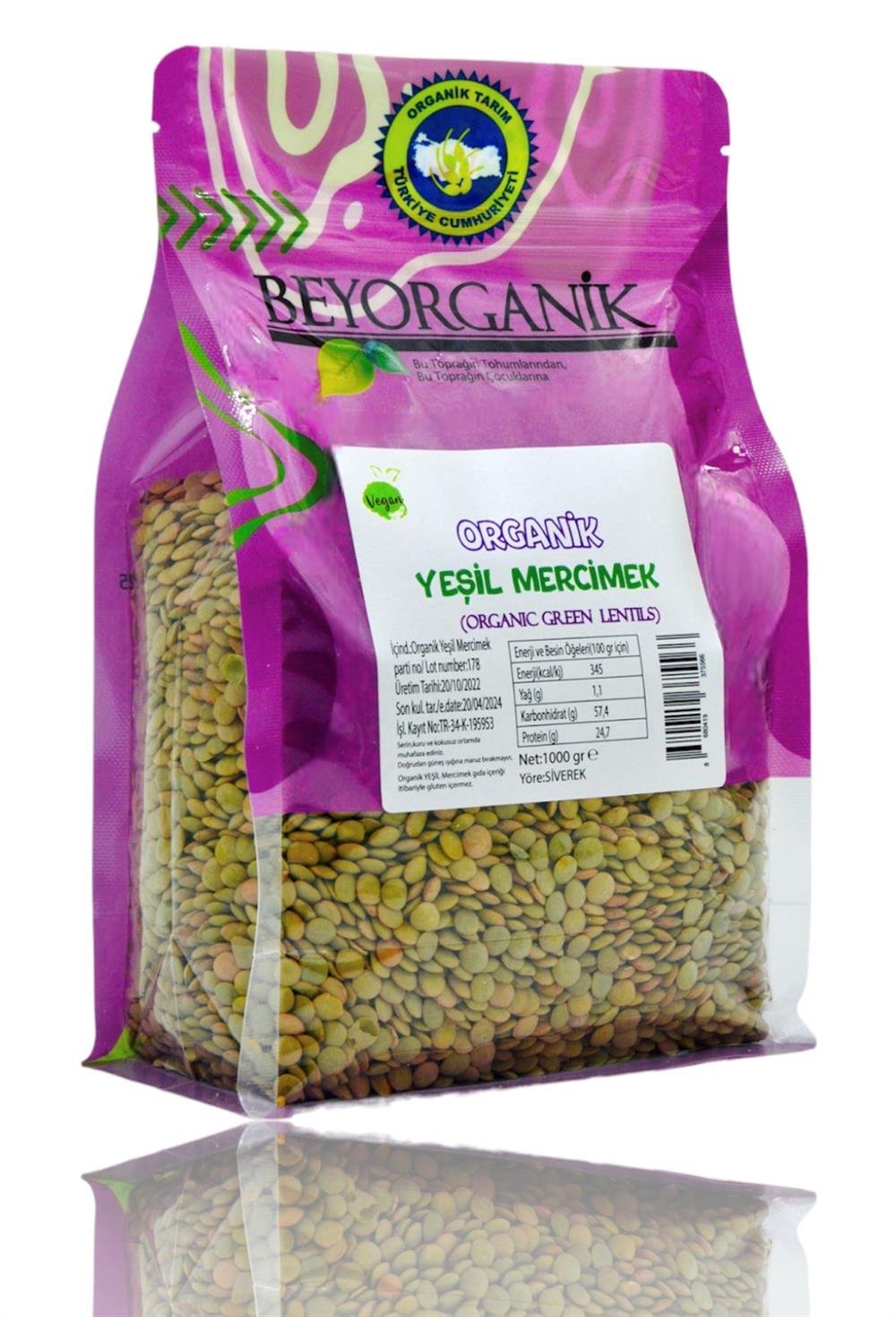 Beyorganik Organik Yeşil Mercimek 1 kg.