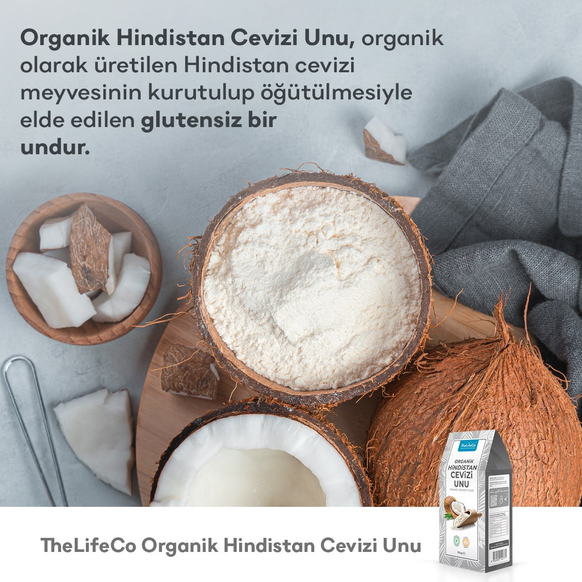 TheLifeCo Organik Hindistan Cevizi Unu 350 gr. - Görsel 2