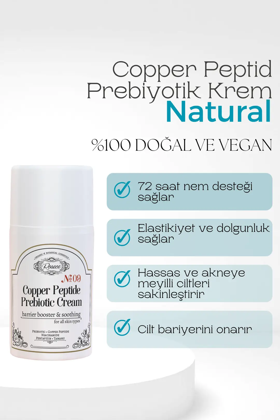 Rosece Copper Peptid Prebiyotik Krem 50 ml. - Görsel 2