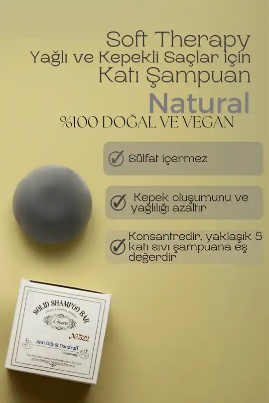 Rosece Katı Şampuan Bar for Anti Oily & Dandruff 80 gr. - Görsel 2